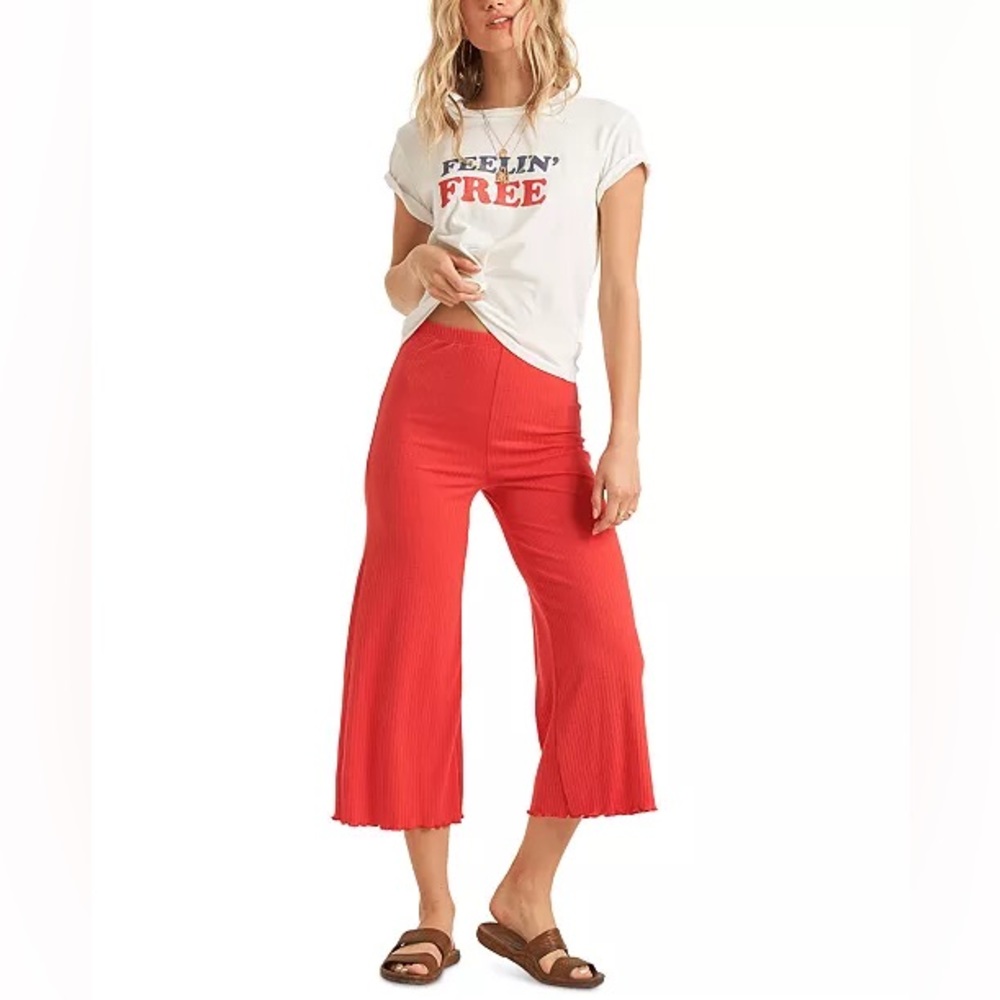 Billabong Easy Waves Pants Rib Knit Cropped size S - Picture 2 of 12